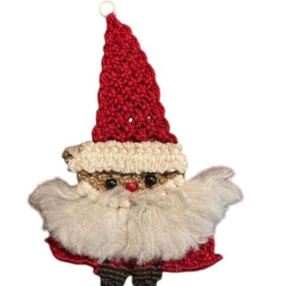 Vintage Handmade Macrame Santa Claus Ornament rustic christmas decor - Picture 1 of 8